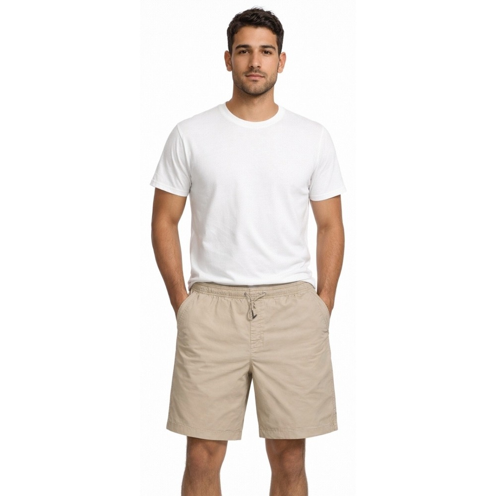 GAP Khaki Drawstring Shorts Mens XL Beige Stretch Cotton Casual 8" Inseam Pocket
